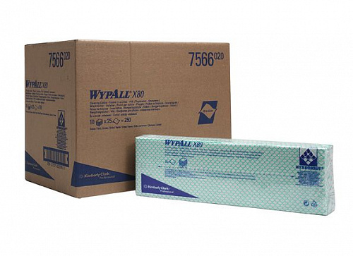 Нетканый протирочный материал WYPALL®  X80 (салфетки зеленые в пачке 25шт)